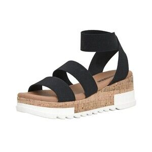 Cushionaire Sandal Womens 9M Black Naomi Slip On Ankle Strap Casual Comfort NEW